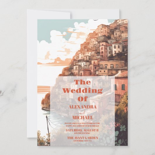 Modern Elegant Italië Bestemming Bruiloft Kaart (Voorkant)