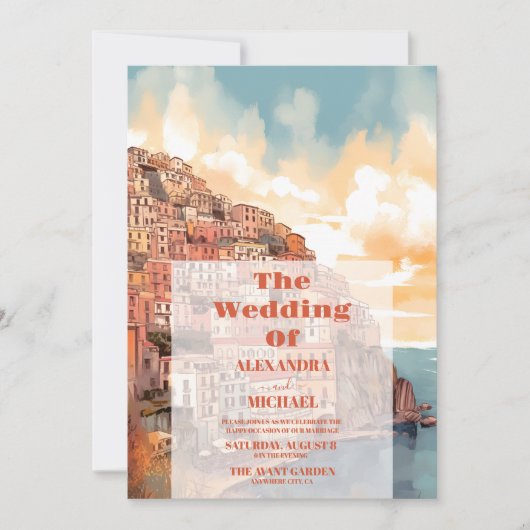 Modern Elegant Italië Bestemming Bruiloft Kaart (Voorkant)