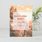 Modern Elegant Italië Bestemming Bruiloft Save The Date (Staand voorkant)
