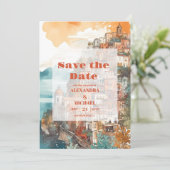 Modern Elegant Italië Bestemming Bruiloft Save The Date (Staand voorkant)