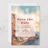 Modern Elegant Italië Bestemming Bruiloft Save The Date (Voorkant)