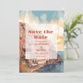 Modern Elegant Italië Bestemming Bruiloft Save The Date (Staand voorkant)