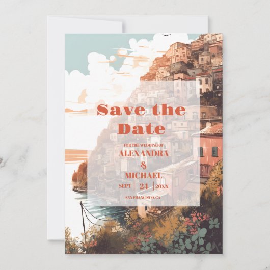 Modern Elegant Italië Bestemming Bruiloft Save The Date (Voorkant)