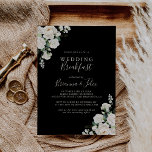 Modern Elegant Ivoor Bloemen Trouwontbijt Kaart<br><div class="desc">Deze moderne elegante ivoren bloemen bruiloft ontbijt uitnodiging is perfect voor een modern evenement. Het ontwerp is voorzien van ivoren witte waterverf rozen bloemen met groene eucalyptusbladeren netjes gerangschikt in opvallende boeketten.</div>