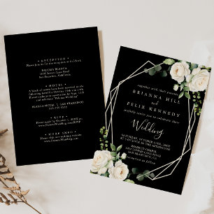 Modern Elegant Ivoor Bloemen Voor & Achterkant Tro Kaart