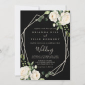 Modern Elegant Ivoor Bloemen Voor & Achterkant Tro Kaart (Voorkant)