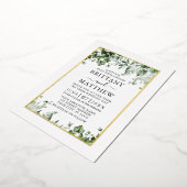 Modern Elegant Ivy Ferns Sage Green Wedding Gold Folie Uitnodiging (Gedraaid)