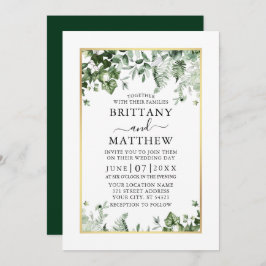 Modern Elegant Ivy Sage Greenery Gold Wedding Kaart