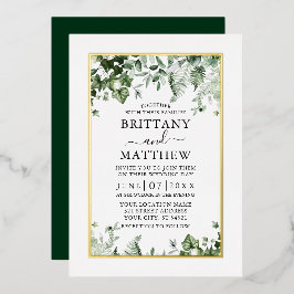 Modern Elegant Ivy Sage Greenery Wedding Gold Folie Uitnodiging