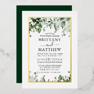 Modern Elegant Ivy Sage Greenery Wedding Gold Folie Uitnodiging