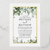 Modern Elegant Ivy Sage Greenery Wedding Gold Folie Uitnodiging (Voorkant)