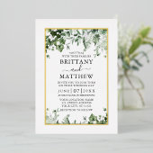 Modern Elegant Ivy Sage Greenery Wedding Gold Folie Uitnodiging (Staand Voorkant)