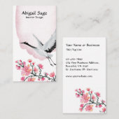 Modern Elegant Japans kraan en Cherry Blossom Visitekaartje (Voorkant / Achterkant)