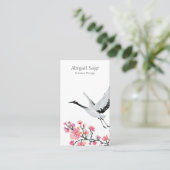 Modern Elegant Japans kraan en Cherry Blossom Visitekaartje (Staand voorkant)