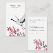 Modern Elegant Japans kraan en Cherry Blossom Visitekaartje (Voorkant / Achterkant)