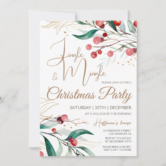 Modern Elegant Jingle & Mingle Kerstfeest Kaart (Voorkant)