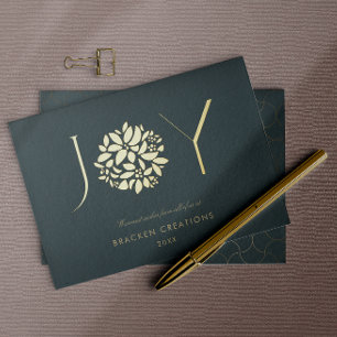 Modern Elegant JOY Corporate Kerstmis Folie Feestdagenkaart