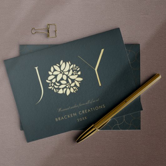 Modern Elegant JOY Corporate Kerstmis Folie Feestdagenkaart