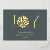 Modern Elegant JOY Corporate Kerstmis Folie Feestdagenkaart (Voorkant)