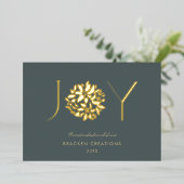 Modern Elegant JOY Corporate Kerstmis Folie Feestdagenkaart (Staand Voorkant)