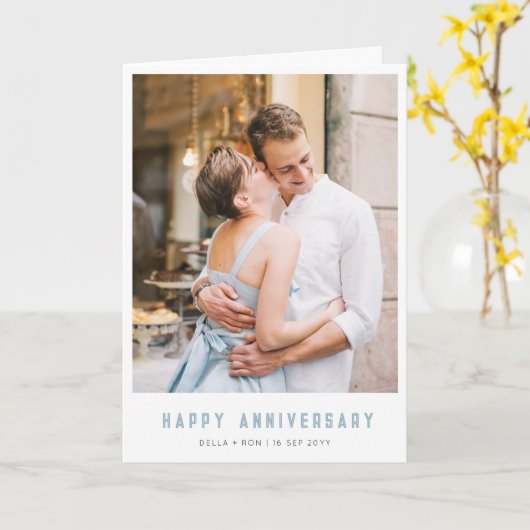 Modern Elegant Jubileum Foto Wenskaart Kaart (Gele Bloem)