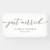 Modern Elegant Just Married Wedding Car Banner (Horizontaal)