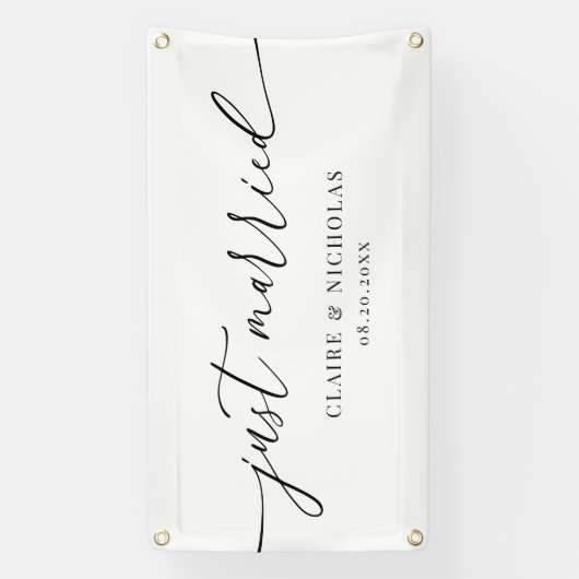 Modern Elegant Just Married Wedding Car Banner (Verticaal)
