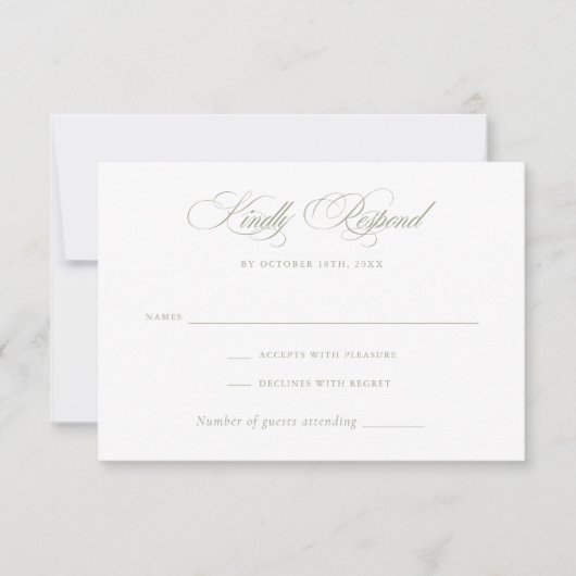 Modern Elegant Kalligrafie Script Bruiloft RSVP Kaart (Voorkant)