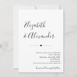 Modern Elegant Kalligrafie Script Hart Bruiloft Kaart