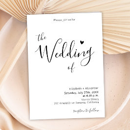 Modern Elegant Kalligrafie Script Hart Bruiloft Kaart