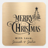 Modern Elegant Kalligrafie Script Kerst Vierkante Sticker (Voorkant)