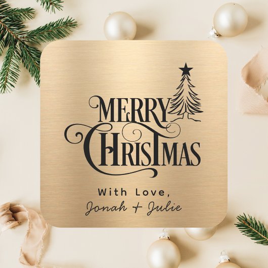 Modern Elegant Kalligrafie Script Kerst Vierkante Sticker