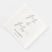 Modern Elegant Kalligrafie Script Mr en Mrs Servet (Hoek)