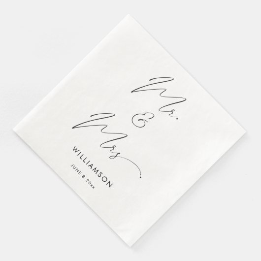 Modern Elegant Kalligrafie Script Mr en Mrs Servet (Hoek)