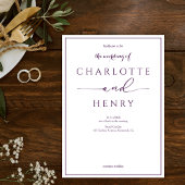 Modern Elegant Kalligrafie Script Paarse bruiloft Kaart