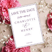 Modern Elegant Kalligrafie Script Paarse bruiloft Save The Date