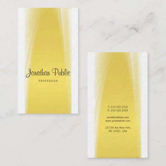 Modern Elegant Kalligrafie Script Trendy Gold Luxe Visitekaartje (Voorkant / Achterkant)