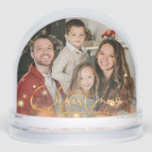 Modern Elegant Keepsake Custom 2 Photo Holiday Sneeuwbol (Voorkant)