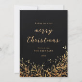 Modern Elegant Kerst Feestelijk Goud Zwart Feestdagenkaart (Voorkant)