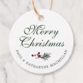 Modern Elegant Kerstdennengroen Bedankjes Labels (Voorkant)