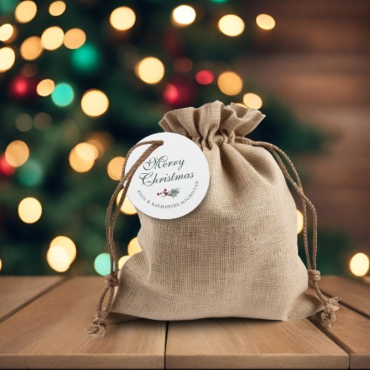 Modern Elegant Kerstdennengroen Bedankjes Labels