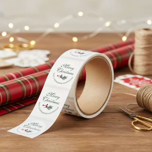 Modern Elegant Kerstdennengroen Ronde Sticker