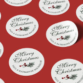 Modern Elegant Kerstdennengroen Ronde Sticker