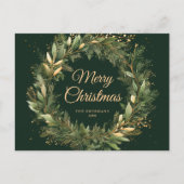 Modern Elegant Kerstkrans Botanisch Groen Feestdagenkaart (Voorkant)