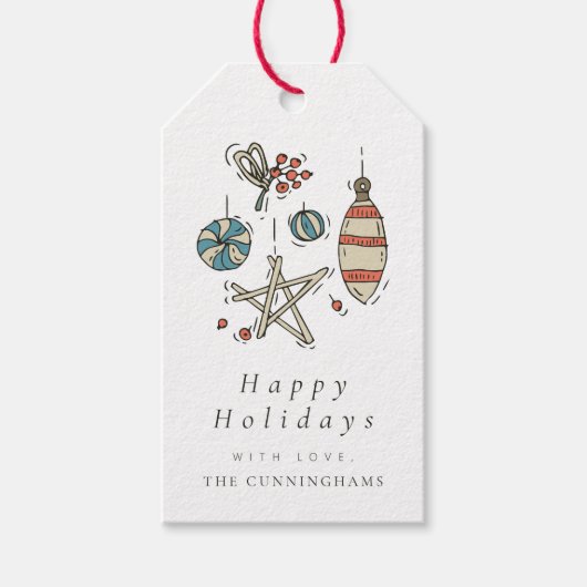 Modern Elegant Kerstmis Prettige feestdagen Greeti Cadeaulabel (Voorkant)
