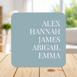 Modern Elegant Kinder Names Persoonlijke Familie Bier Onderzetter<br><div class="desc">Creëer uw eigen gepersonaliseerde onderzetters met familie- of kinder namen in elegante typografie op een blauwe achtergrond. Geweldig cadeau idee voor oma met kleinkinderen namen.</div>