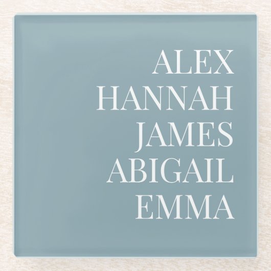 Modern Elegant Kinder Names Persoonlijke Familie Glazen Onderzetter (Voorkant)