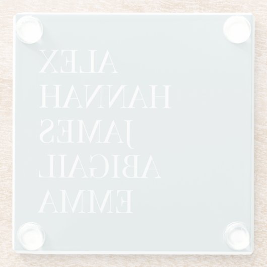 Modern Elegant Kinder Names Persoonlijke Familie Glazen Onderzetter (Achterkant)