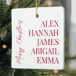 Modern Elegant Kinder Names Persoonlijke Familie Keramisch Ornament<br><div class="desc">Modern Elegant Kinder Names Personalized Family Ornament</div>
