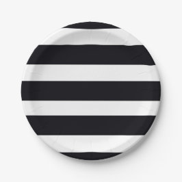 Modern elegant klassieker zwart-wit, gestreept papieren bordje